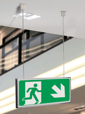 [SEME715108SN] SEME715108SN - segnale METAL sospesa bifacciale Uscita Emergenza ds bas.EN ISO 7010