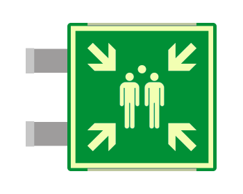 [SEMLE15180BAC] SEMLE15180BAC - targa bifacciale fotoluminescente METAL Punto d'incontro EN ISO 7010