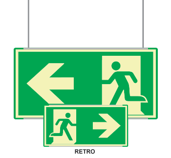 [SEMLE715101SMC] SEMLE715101SMC - Segnale luminescente Metal VERDE sospesa Uscita emergenza SO ISO 7010