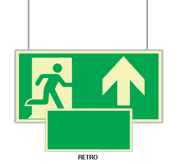 [SEMLE715103SM] SEMLE715103SM - targa bifacciale fotoluminescente METAL sospeso Uscita emergenza Nord