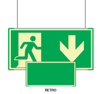 [SEMLE715104SMC] SEMLE715104SMC - targa bifacciale fotoluminescente METAL sospeso Uscita emergenza Sud