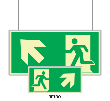 [SEMLE715105SN] SEMLE715105SN - targa bifacciale fotoluminescente METAL sospesa Uscita emergenza a NO