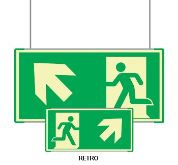 [SEMLE715105SNC] SEMLE715105SNC - targa bifacciale fotoluminescente METAL sospesa Uscita emergenza a NO