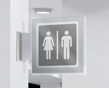 [SEP15644BW] SEP15644BW - segnale plexiglass PLEXI a bandiera bifacciale 200x200 piu'simbolo