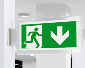 [SEPE715104BR] SEPE715104BR - targa PLexiglass bifacc. Uscita emergenza indietro EN ISO 7010 E002