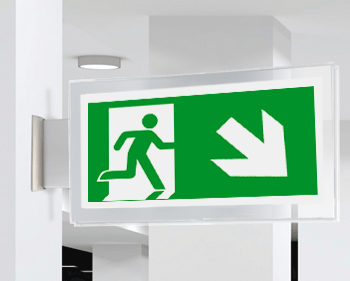 [SEPE715108BR] SEPE715108BR - targa PLexiglass bifacc. uscita emergenza ds basso EN ISO 7010 E002