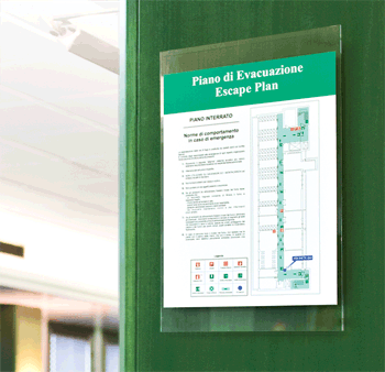 [SEPPF] SEPPF - segnale in plexiglass PLEXI per planimetrie A3 fissaggio invisibile