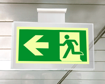 [SEPSE715101SR] SEPSE715101SR - targa PLexiglass sospesa  uscita di emergenza sn EN ISO 7010 E001