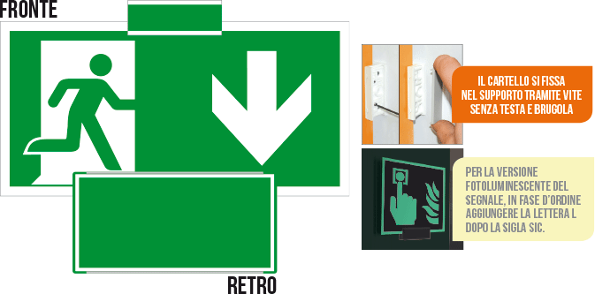 [SICE715104SN] SICE715104SN - sistema COLORFIX VERDE bifacciale sospesa Uscita Emerg.Sud ISO 7010