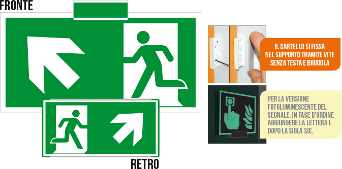 [SICE715105SN] SICE715105SN - sistema COLORFIX VERDE bifacciale sospesa Uscita Emerg.NO ISO 7010