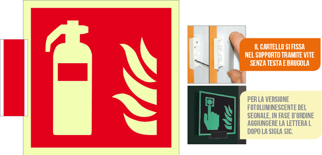 [SICLE15107BA] SICLE15107BA - sistema COLORFIX ROSSO bifacciale luminescente Estintore EN ISO 7010