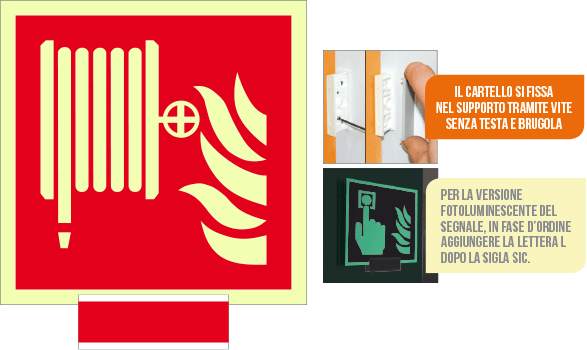 [SICLE15115G] SICLE15115G - sistema COLORFIX ROSSO monofacc.luminescente Lancia Antinc.ISO 7010