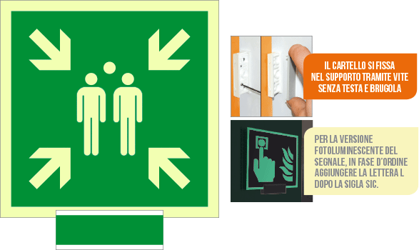 [SICLE15180A] SICLE15180A - sistema COLORFIX VERDE monofacc.luminescente Punto D'Incontro ISO 7010