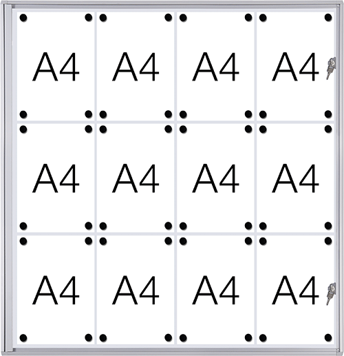 [SMBT312] SMBT312 - Bacheca per interni retro in lamiera magnetica per 12 fogli A4