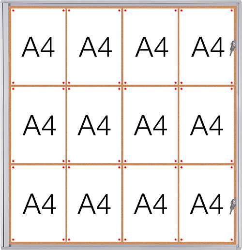 [SMBT412] SMBT412 - Bacheca per interni retro in lamiera magnetica per 12 fogli A4