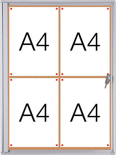 [SMBT44] SMBT44 - Bacheca per interni retro in sughero per 4 fogli A4