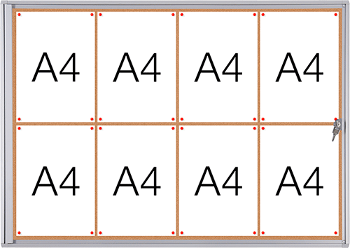 [SMBT48] SMBT48 - Bacheca per interni retro in sughero per 8 fogli A4