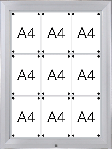[SMBT69] SMBT69 - bacheca per esterni retro lamiera apertura a compasso per 9 fogli A4