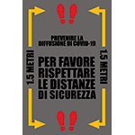 [TPJ4609] TPJ4609 - Tappeto "Rispetta la distanza" colore grigio e scritte nere