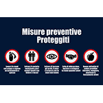 [TPJ4616] TPJ4616 - Tappeto "Misure preventive" colore blu e scritte bianche