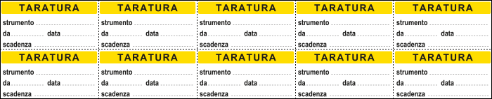 [U9751] U9751 - Foglio n.10 etichetta adesiva 40x20 mm TARATURA