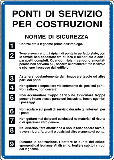 [3615] 3615 - Cartello NORME PONTI DI SERVIZIO COSTRUZ.