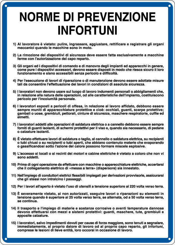 [3616] 3616 - Cartello NORME PREVENZIONE INFORTUNI