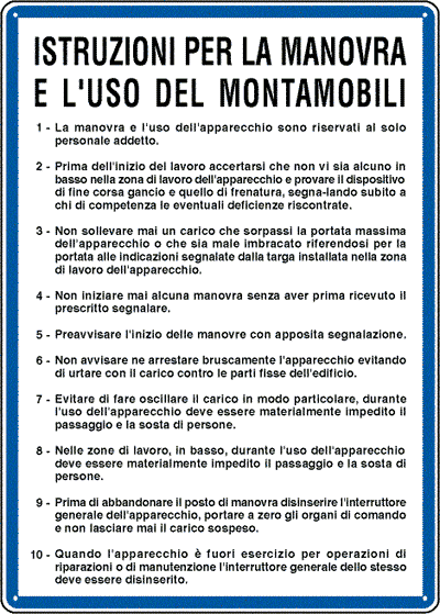 [3621] 3621 - Cartello ISTRUZ. MANOVRA MONTAMOBILI