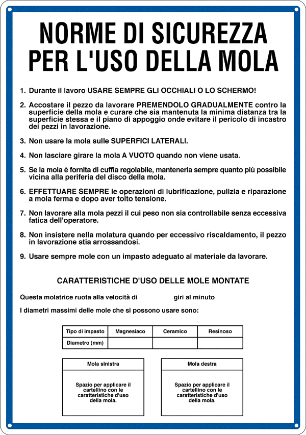 [3641] 3641 - Cartello NORME USO DELLA MOLA