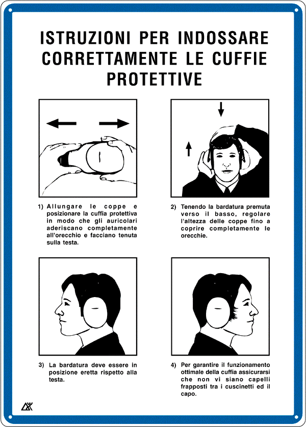 [3761] 3761 - Cartello Istruzioni per indossare cuffie protettive