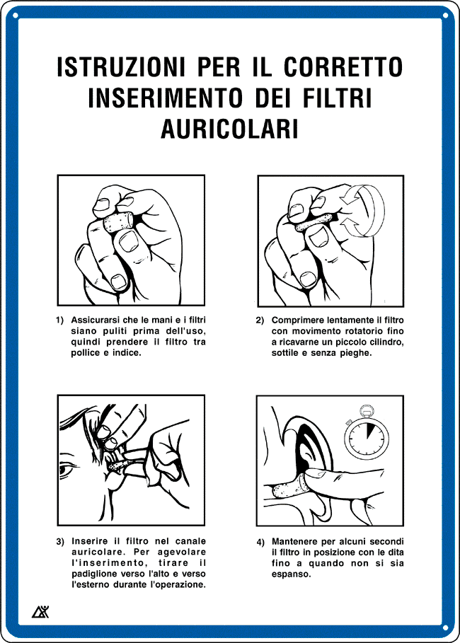 [3762] 3762 - Cartello Istruzioni per il corr.inserti auricolari filtri aurico