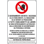 [4574] 4574 - Cartello divieto vietato acc.stab/mag/prod.