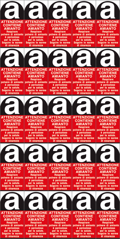 [9713] 9713 - Foglio n. 25 etichette Attenzione amianto