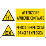 [35340] 35340 - Cartello multisimbolo ambiente confinato pericolo esplosione....