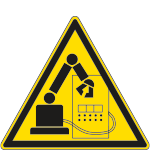 [1129WS] 1129WS - etichetta pvc autoadesivo pericolo robot in movimento