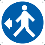 [1375W] 1375W - Cartello obbligo pedoni a sinistra