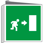 [15153BIW] 15153BIW - cartello bifacciale uscita emergenza destra