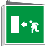 [15154BIW] 15154BIW - cartello bifacciale uscita emergenza sinistra