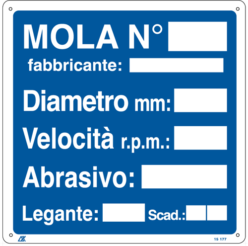 [15177Y] 15177Y - Cartello informazione MOLA N diametro velocita'