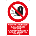 [18056X] 18056X - Cartello divieto vietato l'ingresso (3 lingue)