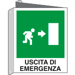 [20106BIW] 20106BIW - cartello bifacciale uscita emergenza destra