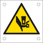 [49645N] 49645N - Cartello alluminio pericolo schiacciamento mano