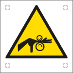 [49653N] 49653N - Cartello pericolo schiacciamento mano da rulli