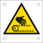 [49667J] 49667J - Cartello alluminio pericolo nastro trasportatore