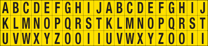 [901AZ] 901AZ - Foglio n.60 etichette adesive G/N lett.da A a Z