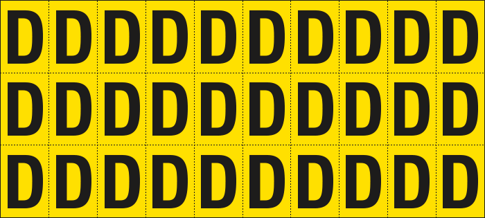 [902D] 902D - Foglio n.30 etichette adesive G/N lettera D