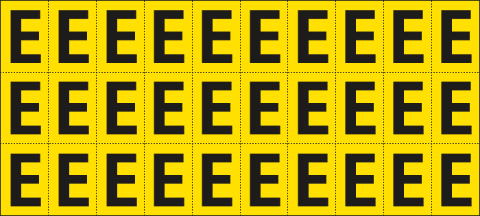 [902E] 902E - Foglio n.30 etichette adesive G/N lettera E