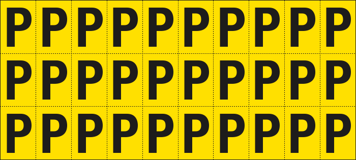 [902P] 902P - Foglio n.30 etichette adesive G/N lettera P