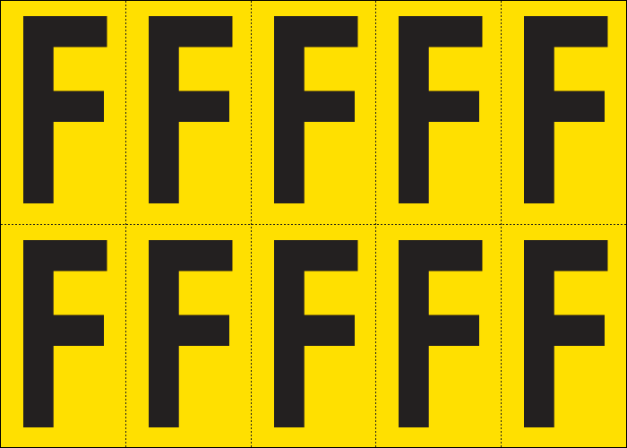 [905F] 905F - Foglio n.10 etichette adesive G/N lettera F