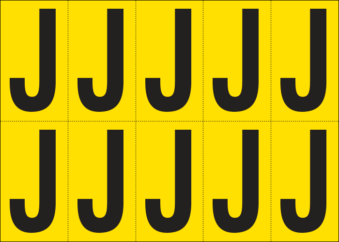 [905J] 905J - Foglio n.10 etichette adesive G/N lettera J